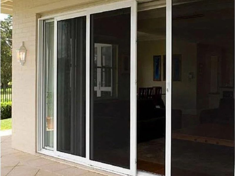 Aluminium sliding door opening on to a terrace
