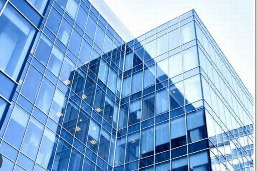 Aluminium curtain wall glazing across a multi-storey facade
