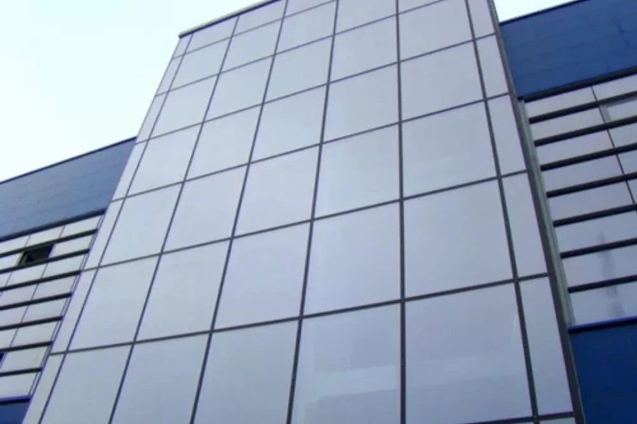ACP cladding on a commercial building front elevation in East Delhi
