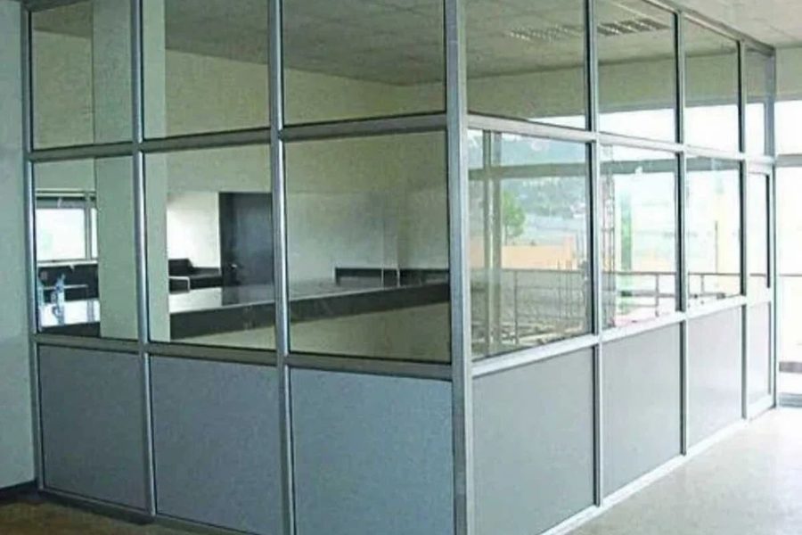Half-panel half-glass aluminium office partition cabin
