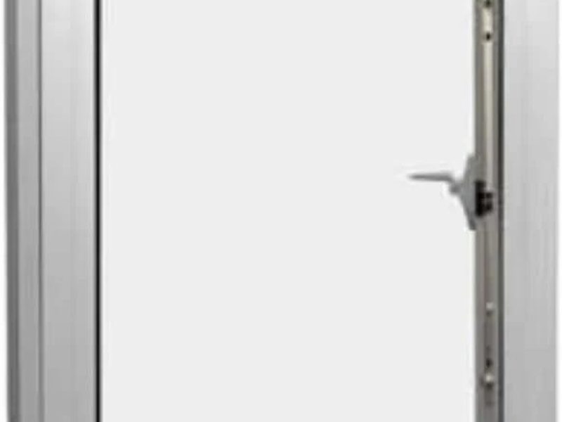Aluminium hinged casement window, open